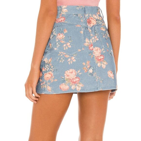 LoveShackFancy Corduroy Mini Skirt -  Hollywood Faded Denim NWT - Picture 6 of 9